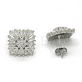 Sterling Silver 02.175.0126 Stud Earring, with White Cubic Zirconia, Polished Finish, Rhodium Tone