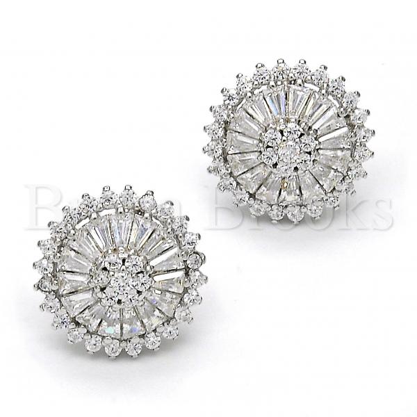 Sterling Silver 02.175.0125 Stud Earring, with White Cubic Zirconia, Polished Finish, Rhodium Tone