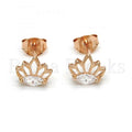Sterling Silver 02.285.0046 Stud Earring, with White Cubic Zirconia, Polished Finish, Rose Gold Tone
