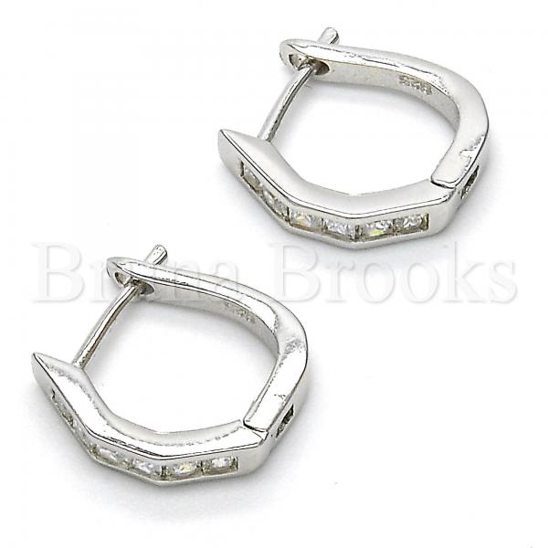 Sterling Silver 02.186.0036.15 Huggie Hoop, with White Cubic Zirconia, Polished Finish, Rhodium Tone