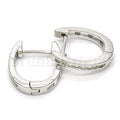 Sterling Silver 02.186.0038.15 Huggie Hoop, with White Cubic Zirconia, Polished Finish, Rhodium Tone