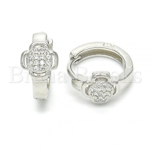 Bruna Brooks Sterling Silver 02.175.0169.15 Huggie Hoop, with White Micro Pave, Polished Finish, Rhodium Tone