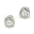 Sterling Silver 02.285.0017 Stud Earring, with White Cubic Zirconia and White Micro Pave, Polished Finish, Rhodium Tone