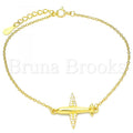 Bruna Brooks Sterling Silver 03.336.0059.2.07 Fancy Bracelet, with White Micro Pave, Polished Finish, Golden Tone
