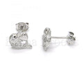 Bruna Brooks Sterling Silver 02.285.0039 Stud Earring, Dolphin and Heart Design, with White Cubic Zirconia, Polished Finish,