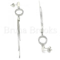 Sterling Silver Long Earring, with Crystal, Rhodium Tone