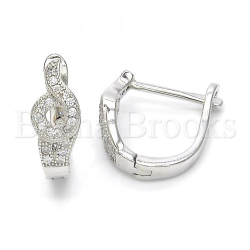 Bruna Brooks Sterling Silver 02.175.0177.15 Huggie Hoop, with White Micro Pave, Polished Finish, Rhodium Tone