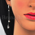 Sterling Silver 02.186.0091 Long Earring, with White Cubic Zirconia, Polished Finish, Rhodium Tone