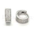 Bruna Brooks Sterling Silver 02.175.0031.10 Huggie Hoop, with White Micro Pave, Polished Finish, Rhodium Tone