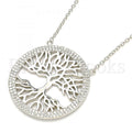 Sterling Silver 04.336.0133.16 Fancy Necklace, Tree Design, with White Micro Pave, Polished Finish, Rhodium Tone