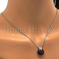 Rhodium Plated Fancy Necklace, with Swarovski Crystals and Micro Pave, Rhodium Tone