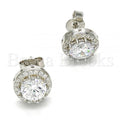 Sterling Silver 02.186.0022 Stud Earring, with White Cubic Zirconia, Polished Finish, Rhodium Tone