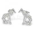 Sterling Silver 02.336.0064 Stud Earring, Giraffe Design, with White Crystal, Polished Finish, Rhodium Tone