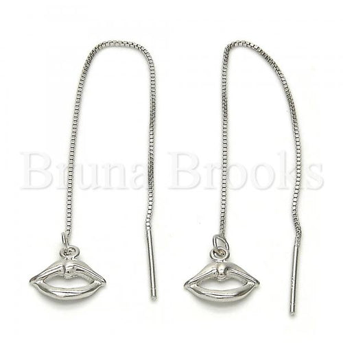 Bruna Brooks Sterling Silver 02.290.0005 Threader Earring, Lips Design, Polished Finish, Rhodium Tone