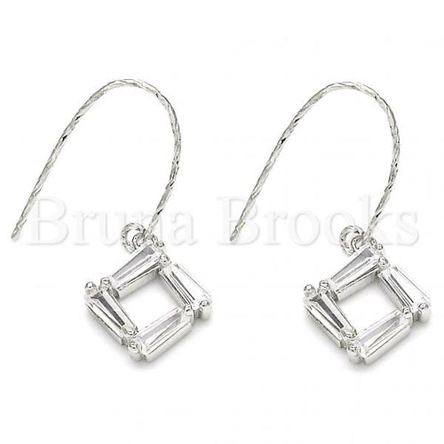 Bruna Brooks Sterling Silver 02.366.0007 Dangle Earring, with White Cubic Zirconia, Polished Finish, Rhodium Tone