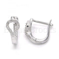 Bruna Brooks Sterling Silver 02.332.0017.12 Huggie Hoop, with White Micro Pave, Polished Finish, Rhodium Tone