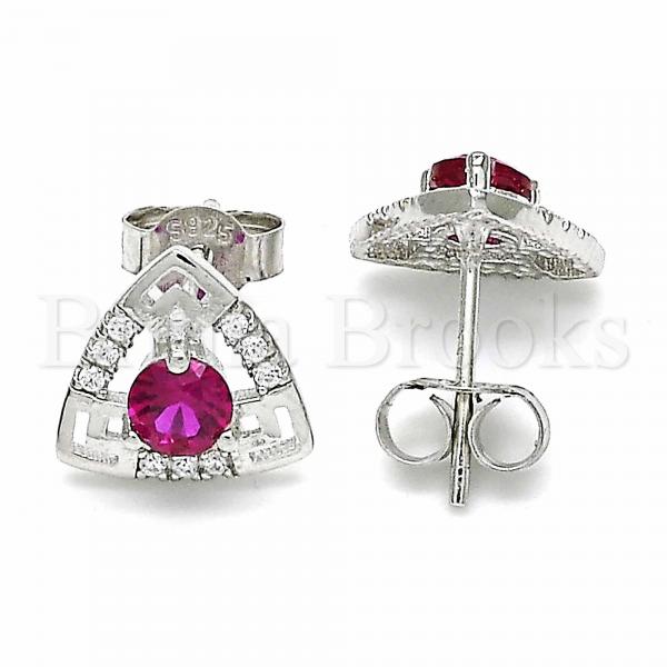 Sterling Silver 02.367.0008.2 Long Earring, with Ruby Cubic Zirconia and White Crystal, Polished Finish, Rhodium Tone