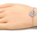 Sterling Silver 03.336.0063.07 Fancy Bracelet, Tree Design, with White Micro Pave, Polished Finish, Rhodium Tone