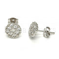 Bruna Brooks Sterling Silver 02.285.0012 Stud Earring, with White Cubic Zirconia, Polished Finish, Rhodium Tone