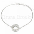 Bruna Brooks Sterling Silver 03.336.0093.07 Fancy Bracelet, with White Cubic Zirconia, Polished Finish, Rhodium Tone