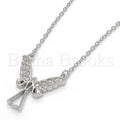 Sterling Silver 04.336.0065.16 Fancy Necklace, with White Crystal, Polished Finish, Rhodium Tone