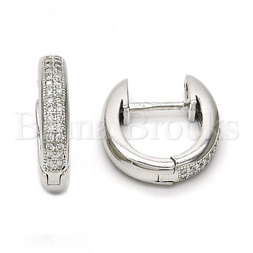 Bruna Brooks Sterling Silver 02.174.0058.15 Huggie Hoop, with White Micro Pave, Polished Finish, Rhodium Tone