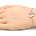 Sterling Silver 03.336.0058.07 Fancy Bracelet, Butterfly Design, with White Cubic Zirconia, Polished Finish, Rhodium Tone