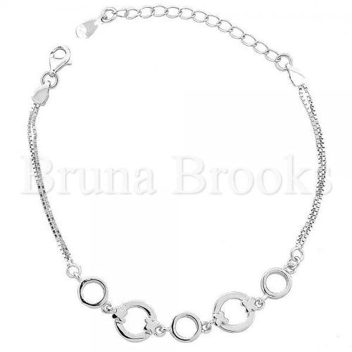 Bruna Brooks Sterling Silver 03.183.0045 Fancy Bracelet, Polished Finish, Rhodium Tone