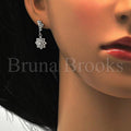 Sterling Silver 02.175.0130 Dangle Earring, with White Cubic Zirconia, Polished Finish, Rhodium Tone