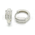 Bruna Brooks Sterling Silver 02.175.0139.15 Huggie Hoop, with White Micro Pave, Polished Finish, Rhodium Tone