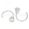 Sterling Silver 02.366.0016 Stud Earring, Flower Design, with White Cubic Zirconia, Polished Finish, Rhodium Tone