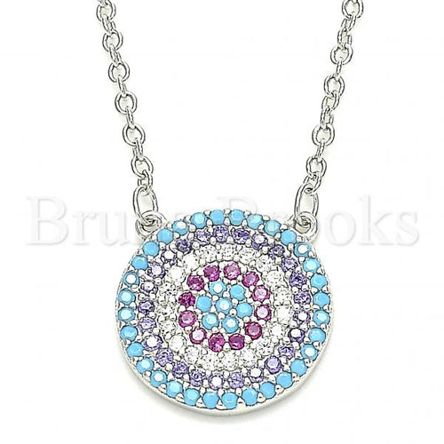 Bruna Brooks Sterling Silver 04.336.0220.16 Fancy Necklace, with Multicolor Cubic Zirconia, Polished Finish, Rhodium Tone