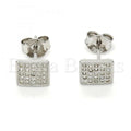 Sterling Silver 02.186.0033 Stud Earring, with White Micro Pave, Polished Finish, Rhodium Tone
