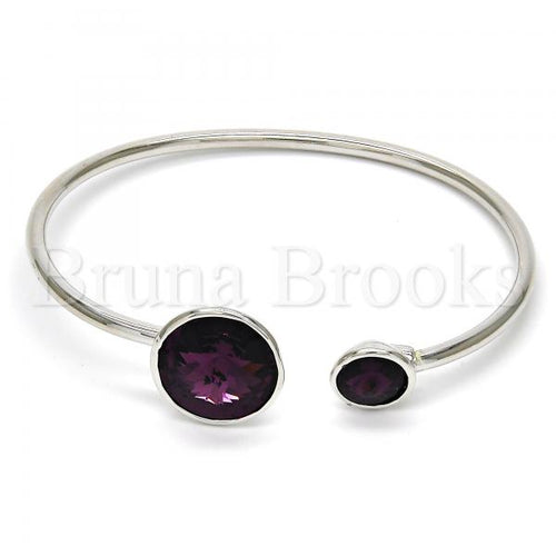 Rhodium Plated Individual Bangle, with Swarovski Crystals, Rhodium Tone