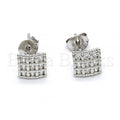 Sterling Silver 02.285.0007 Stud Earring, with White Cubic Zirconia, Polished Finish, Rhodium Tone