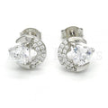 Sterling Silver 02.285.0038 Stud Earring, Heart Design, with White Cubic Zirconia, Polished Finish,