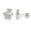Bruna Brooks Sterling Silver 02.336.0048 Stud Earring, Crown Design, with White Crystal, Polished Finish, Rhodium Tone