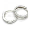 Sterling Silver 02.186.0046.15 Huggie Hoop, with White Micro Pave, Polished Finish, Rhodium Tone