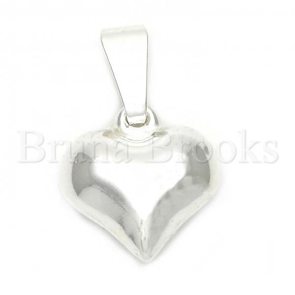 Bruna Brooks Sterling Silver 05.16.0208 Fancy Pendant, and Heart Polished Finish, Silver Tone