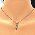 Sterling Silver 04.290.0001.18 Fancy Necklace, House Design, with White Cubic Zirconia, Polished Finish, Rhodium Tone