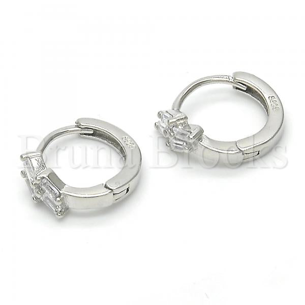Sterling Silver 02.175.0156.15 Huggie Hoop, with White Cubic Zirconia, Polished Finish, Rhodium Tone
