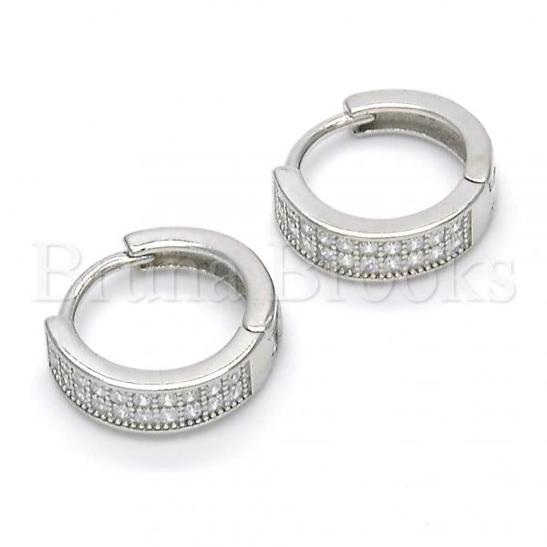 Sterling Silver 02.175.0183.15 Huggie Hoop, with White Micro Pave, Polished Finish, Rhodium Tone