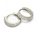 Sterling Silver 02.175.0079.15 Huggie Hoop, with White Crystal, Polished Finish, Rhodium Tone