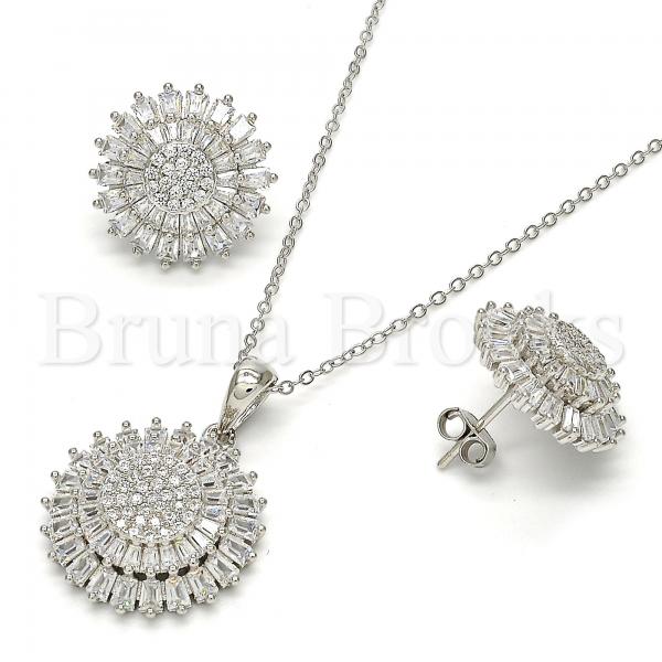 Sterling Silver 10.286.0002 Earring and Pendant Adult Set, with White Cubic Zirconia, Polished Finish, Rhodium Tone