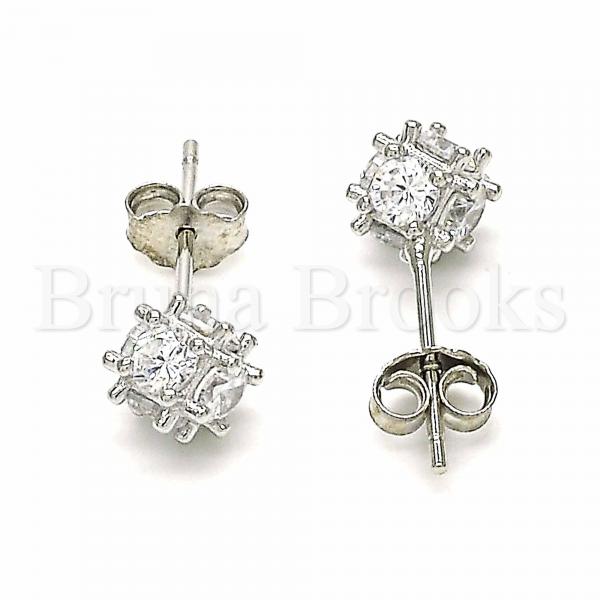 Sterling Silver 02.367.0007 Stud Earring, with White Cubic Zirconia, Polished Finish, Rhodium Tone