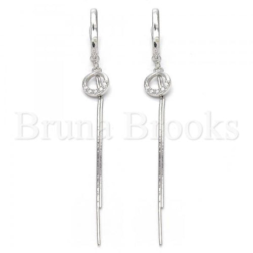 Bruna Brooks Sterling Silver 02.186.0088 Long Earring, with White Cubic Zirconia, Polished Finish, Rhodium Tone