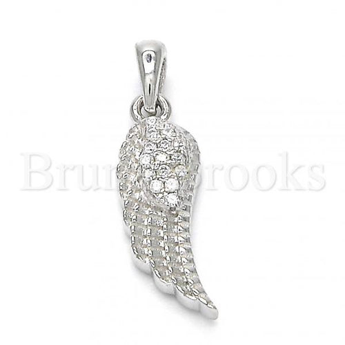 Bruna Brooks Sterling Silver 05.336.0025 Fancy Pendant, with White Crystal, Polished Finish, Rhodium Tone