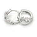 Sterling Silver 02.332.0015.12 Huggie Hoop, Dolphin Design, with White Cubic Zirconia, Polished Finish, Rhodium Tone