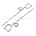 Sterling Silver 02.186.0088 Long Earring, with White Cubic Zirconia, Polished Finish, Rhodium Tone