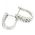 Sterling Silver 02.332.0052.12 Huggie Hoop, with Multicolor Cubic Zirconia, Polished Finish, Rhodium Tone